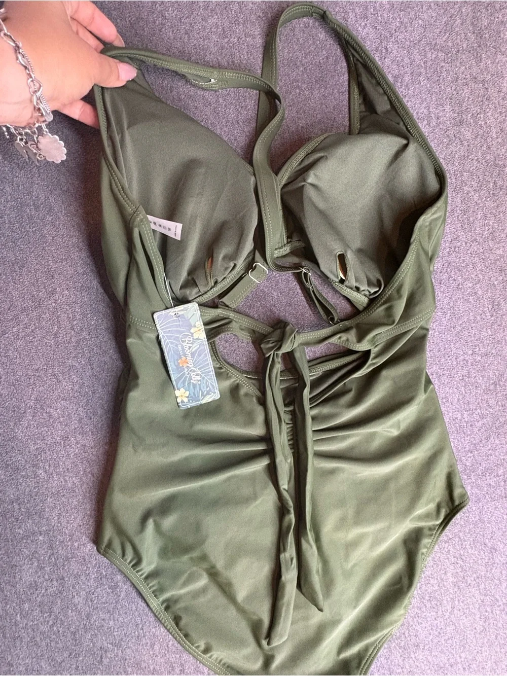 🆕 Blooming Jelly One Piece Push Up Tummy Control V Neck Cutout Modest Swimwear L